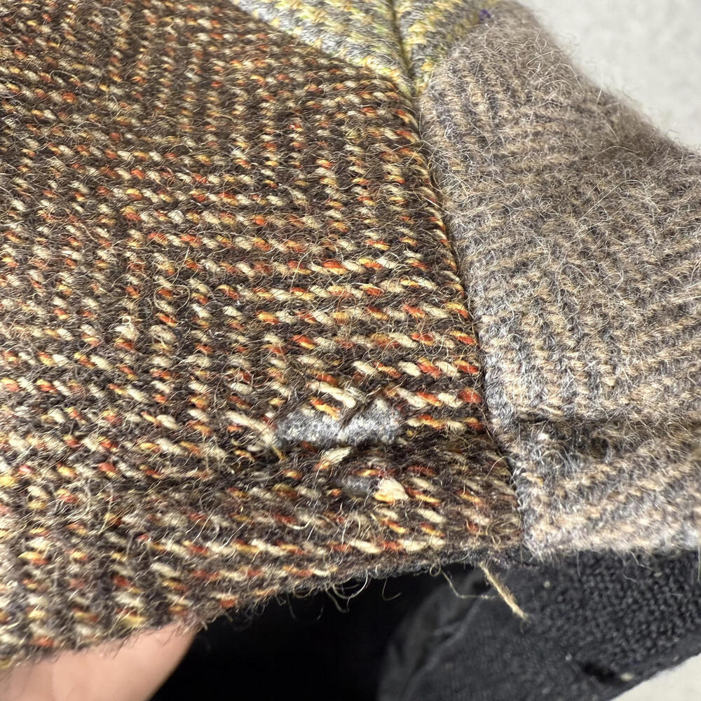 Orvis Men's Wool Blend Patchwork Brown Checked Herringbone Lined Cabbie Newsboy - Picture 5 of 9